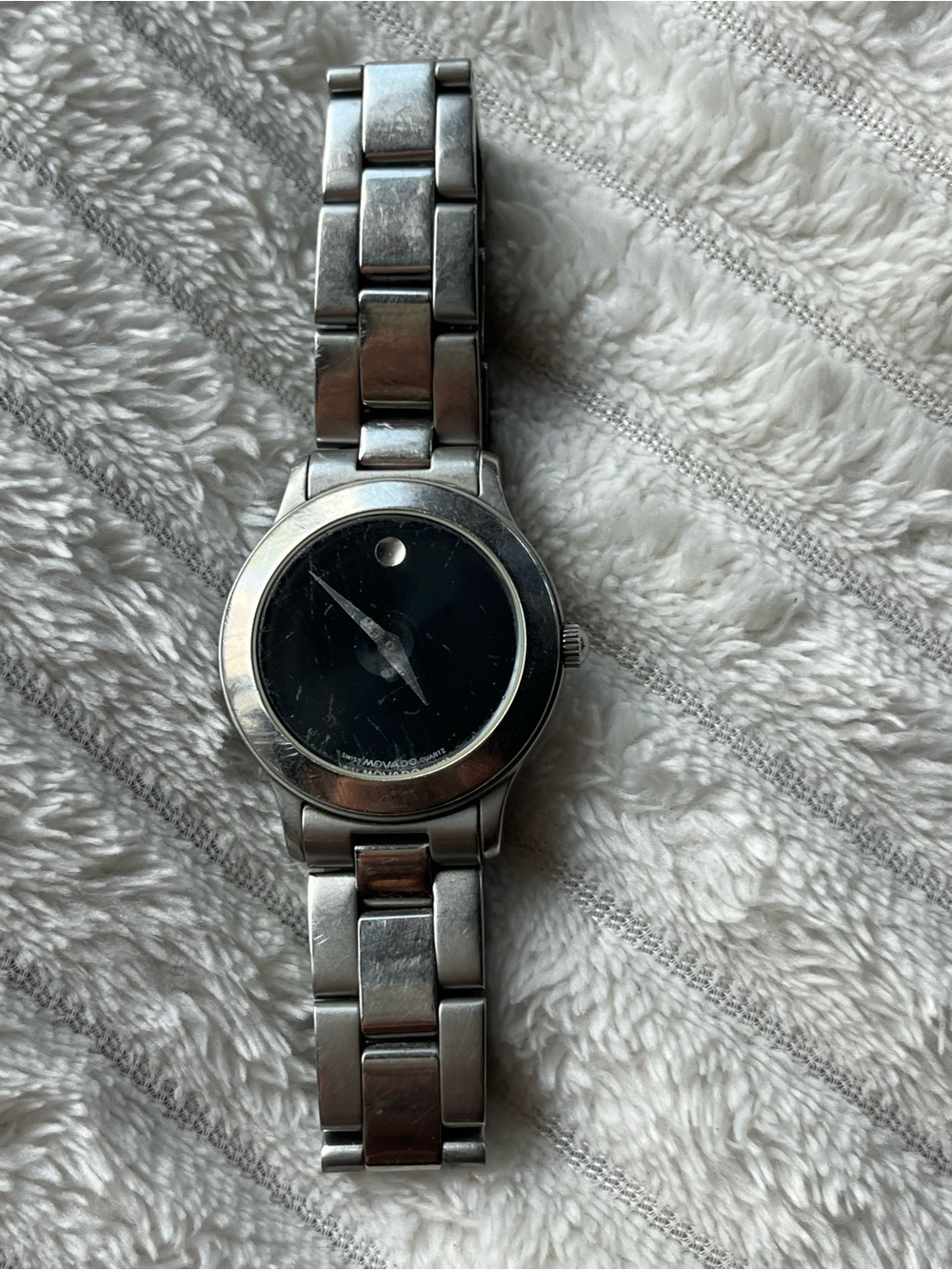 Movado Stainless Steel Bracelet Watch with Black Dial